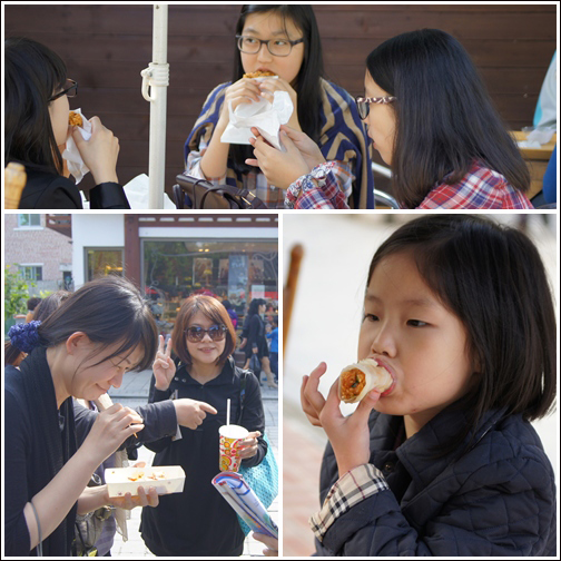 꼭 밥상을 마주하고 놋그릇에 있는 비빔밥만이 제맛은 아니다. 전주 비빔밥축제에서 다양한 비빔밥을 먹는 관광객과 시민들.