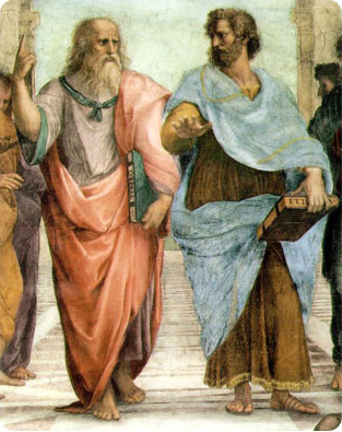 플라톤(왼쪽)과 아리스토텔레스(오른쪽)을 구분하고 읽어버리면 서양철학의 첫단추를 잘못 끼운 셈이 된다. 아리스토텔레스 안에서 플라톤을 읽고, 플라톤 안에서 아리스토텔레스를 읽어야 한다. 