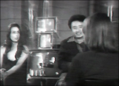 백남준이 샬롯 무어맨과 함께 1976년 시드니 뉴사우스웨일즈 미술관에서 인터뷰하는 모습