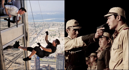  영화 <미션임파서블: 고스트 프로토콜>(왼쪽)과 <마이웨이>의 한 장면