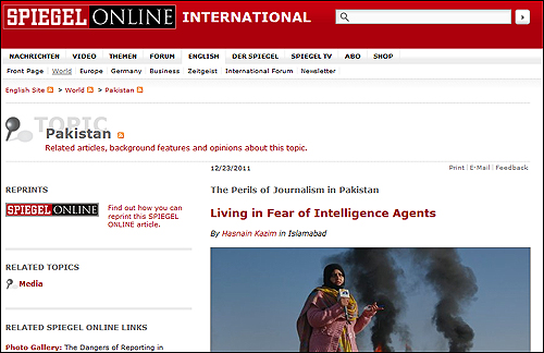 납치·고문·살해 위협을 받는 파키스탄 언론인들의 현실을 전한 <슈피겔>.
