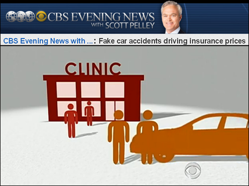 가짜 자동차 사고로 보거스 환자가 어떻게 만들어지는지 그래픽으로 과정을 설명하고 있다.