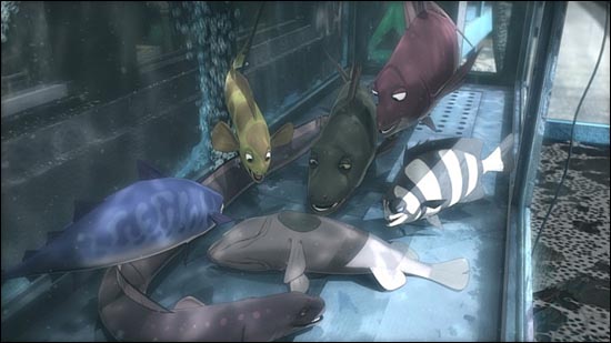  애니메이션 <파닥파닥>은 횟집 수족관 안에 갇힌 고등어, 넙치, 놀래미, 도미, 아나고 등 물고기들의 이야기를 담고 있다. 