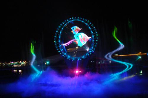 2012여수세계박람회의 하이라이트 빅오에서의 야간공연 모습입니다.