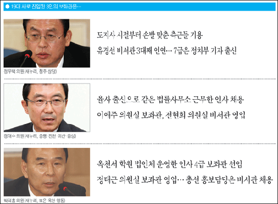 19대 새로 진입한 충북 도내 국회의원 3인의 보좌진. 