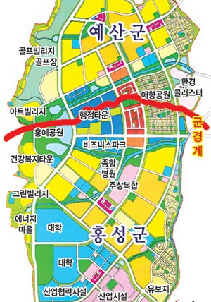 충남도청(내포)신도시 토지이용계획도. 