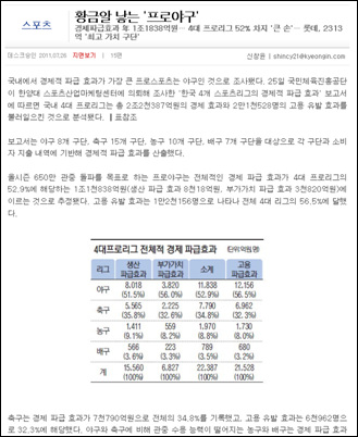<경인일보>가 지난해 7월 26일 보도한 프로야구 10구단 유치 관련기사.