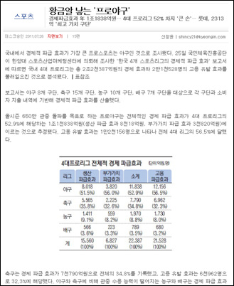  <경인일보>가 지난해 7월 26일 보도한 프로야구 10구단 유치 관련기사.