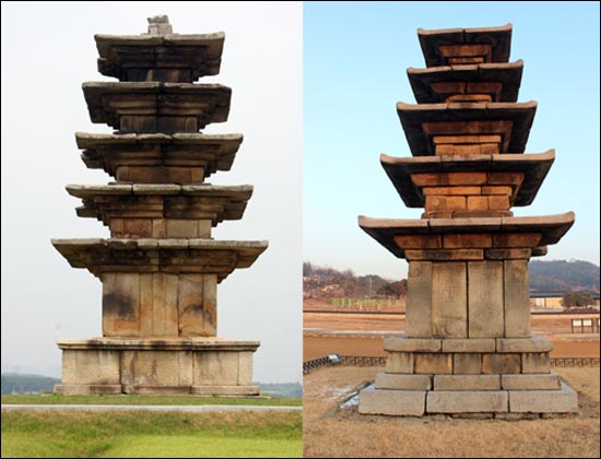 왕궁리 5층석탑(왼쪽)과 정림사지 5층석탑을 비교해 보니...