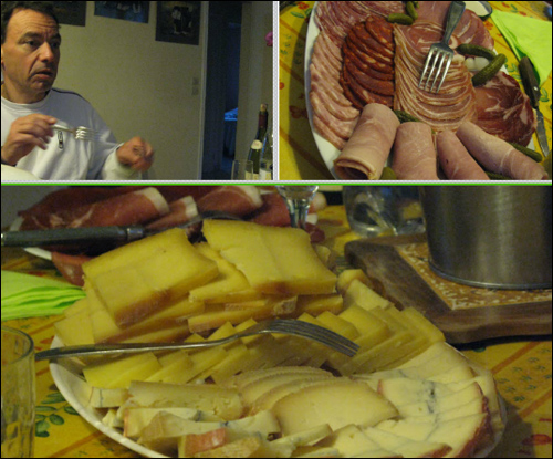 끌로드 아저씨네 집에서의 첫 날 저녁은 여러가지 치즈를 맛볼 수 있는 라클렛으로 장식했다. 
