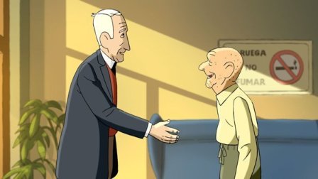 영화 <노인들>의 한 장면  왼쪽이 주인공 에밀리오 할아버지 