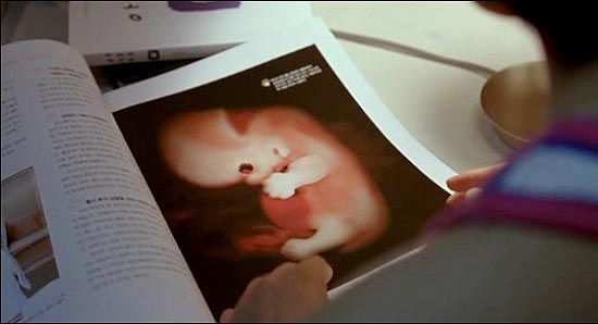 한국의 성교육, 특히 10대 여성 대상 성교육은 도덕적인 가치판단을 중심으로 이루어지고 있다. 사진은 10대의 임신을 소재로 다뤘던 영화 <제니, 주노>(2005년 개봉)의 한 장면으로 제니가 임신 사실을 알고 임신과 관련된 내용을 몰래 찾아보고 있는 장면. 