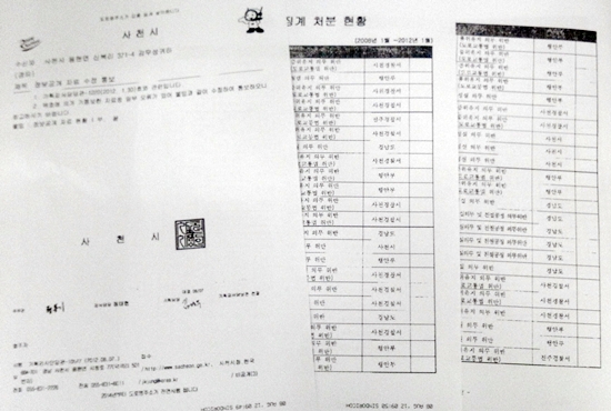 사천시가 기존에 보낸 공무원 징계현황 행정정보공개 자료가 잘못됐다며 공문으로 수정자료를 8월 8일 오전 보내왔다.