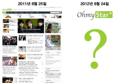 <오마이스타> 창간 1주년 오마이뉴스의 자매 연예 사이트 <오마이스타>가 8월 25일로 창간 1주년을 맞는다. 왼쪽은 2011년 8월 25일 창간 당시 메인 화면.