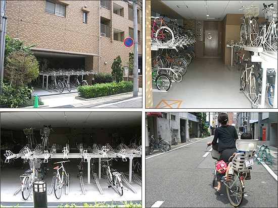일본은 자전거의 천국답게 주거지역에는 자전거 보관소가 갖춰져 있다. 대충 자물쇠로 묶어놓고 형식적으로 세워놓는 방식이 아니라 과학적이고 실용적이다.