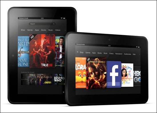 아마존닷컴이 6일(현지시간) 미국 캘리포니아주 샌터모니카에서 열린 기자간담회에서 공개한 '킨들 파이어 HD' 
