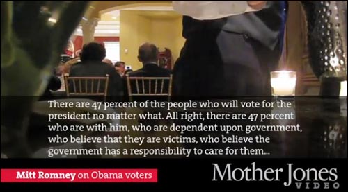 미국 온라인 매체 <마더존스>가 공개한 미트 롬니의 비공개 연설 동영상