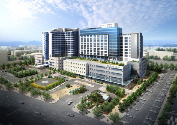 인하대병원은 2500억원을 들여 인천 중구에 2016년께 600병상 규모의 신관을 짓겠다고 밝혔다. 사진은 인하대병원이 올 5월 건축허가를 받은 뒤 공개한 신관 조감도. 
