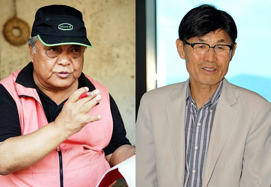  한국 사극사의 두 거장 PD, 김재형(좌)과 이병훈(우). 김재형 PD는 2011년 타계했으며, 이병훈 PD는 현재 MBC <마의>를 연출 중이다.