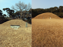 신무왕릉(왼쪽)과 효공왕릉. 재위 기간이 1년에 불과한 탓인지 신무왕의 무덤이 특히 초라하다. 