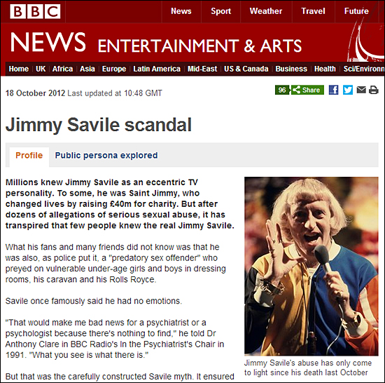 작고한 BBC간판 진행자 지미 새빌의 아동 성폭행 은폐로 BBC가 논란을 겪고 있다. 