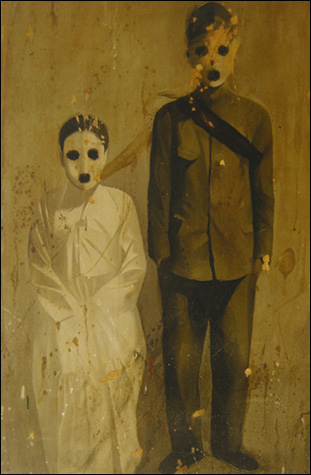 안창홍 I '가족초상(Family Portrait)' 종이에 유화 109×65cm 1982. 박제된 사진 속에 역사의식을 불어넣어 그 시대의 우울과 공포감을 끄집어낸다