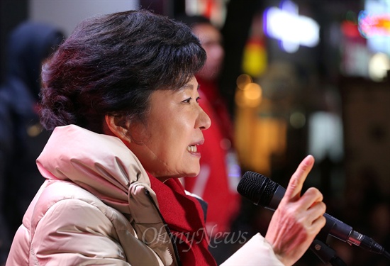 박근혜 새누리당 대선후보가 지난 12일 오후 충북 옥천에서 열린 유세에서 유권자들에게 지지를 호소하고 있다.