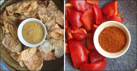양파 맛가루(왼쪽)와 파프리카 맛가루