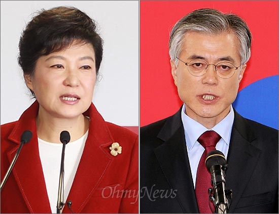 제18대 대통령 선거를 하루 앞둔 18일 오전 박근혜 새누리당 대선후보(왼쪽 사진)와 문재인 통합민주당 대선후보는 각각 기자회견을 열고 유권자들에게 지지를 호소하고 있다.