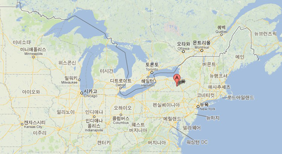 미국 뉴욕주 이타카시 위치, 구글 지도