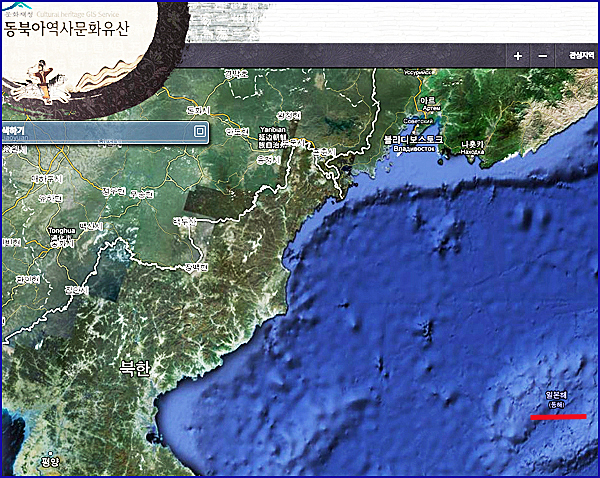 1월 14일부터 1월 20일까지 6일 동안 문화재청 문화유산 지도서비스에 동해가 '일본해(동해)'로 표기됐다. 이미지는 수정 전 화면.