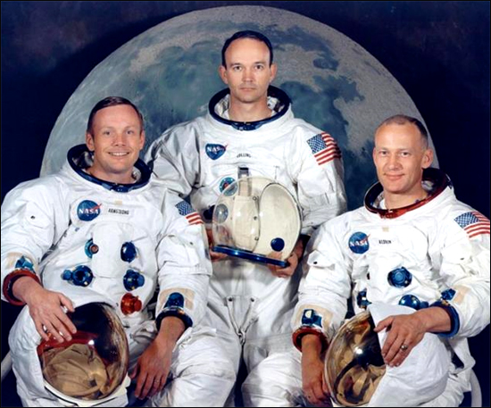 아폴로 11호에 탑승했던 우주인들. 왼쪽부터 닐 암스트롱, 마이클 콜린스, 에드윈 올드린 주니어. 정호승 시인은 미국 항공우주국에서 '실패했던 사람 우대합니다'란 조건을 내걸었던 일화를 예로 실패를 성공의 동반자로 받아들이라고 조언한다

