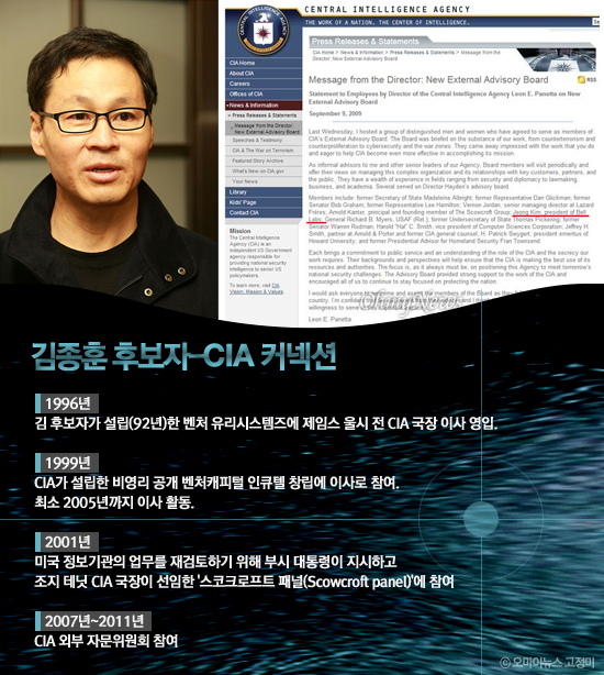김종훈 후보자-CIA 커넥션 
