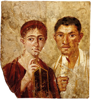 폼페이 유적에서 나온 벽화 초상화, 빵집 주인 테레니우스 네오와 그의 부인 초상화다. 제작연대는 기원후 55-79년 사이. 한편, 영국박물관(britishmuseum)에서 <폼페이(Pompeii)와 Herculaneum> 주제로 2013년 3월28일부터 9월 29일까지 전시회가 열린다. 