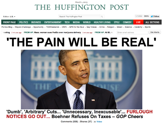 1일자 <허핑턴 포스트> 기사는 "고통이 현실이 될 것"이라는 오바마의 말을 제목으로 적었다