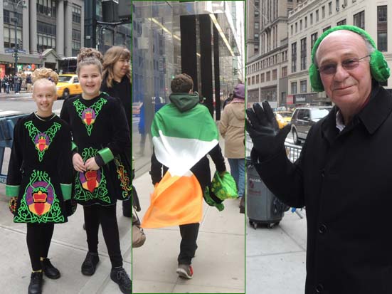 남녀노소 가리지 않고 녹색을 입고 거리로 나왔다. 가운데 청년은 아일랜드 국기로 몸을 감쌌다.