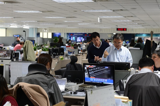  20일 갑작스런 전산시스템 이상으로 방송 프로그램 제작에 어려움을 겪고 있는 KBS 사내 상황.