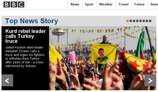 쿠르드 반군의 정전 선언을 보도하는 영국 BBC