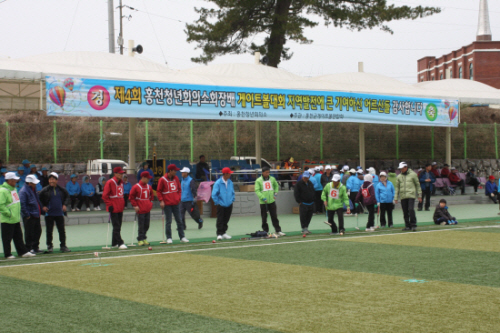 제4회 홍천군청년회의소 게이트볼 대회 현수막