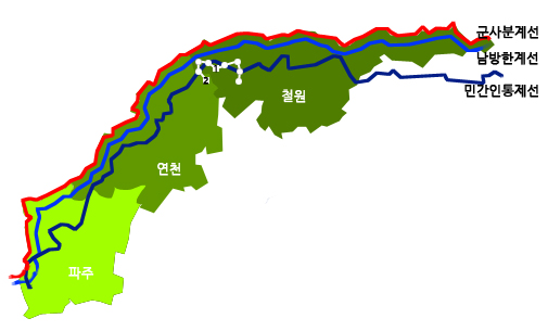 2013 녹색순례로 걸어온 길 오늘(23일) 강원도 철원에서 경기도 연천으로 진입했습니다.