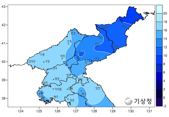 5월 북한 평균기온(℃) 
