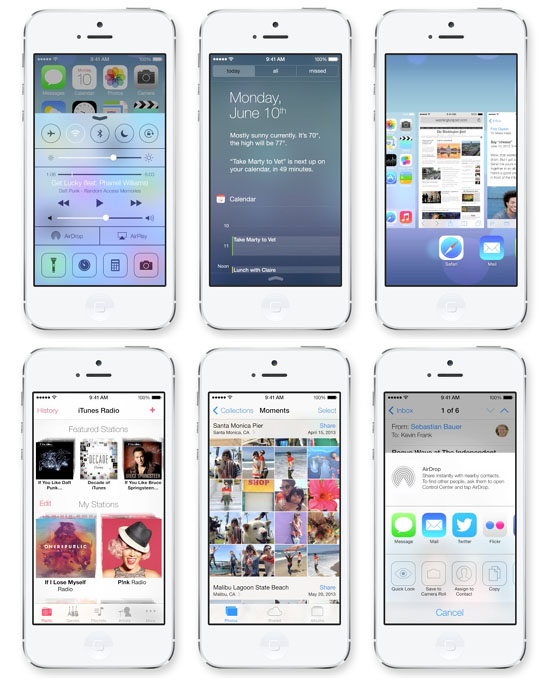 애플이 10일 선보인 새 모바일 운영체제 iOS7의 바뀐 디자인과 기능들