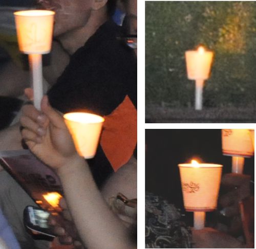촛불 문화제에 참가중인 시민들이 들고 있는 작은 촛불들.