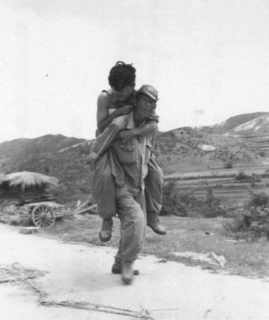 부상병을 후송하는 국군(1950. 7. 29.)