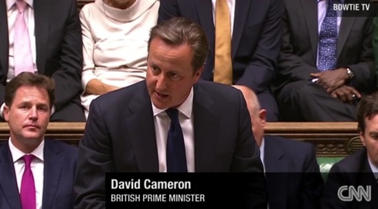 29일(현지시간) 데이비드 캐머런 영국 총리가 하원 의원들에게 시리아 제재안에 동의해줄 것을 호소하고 있다. 