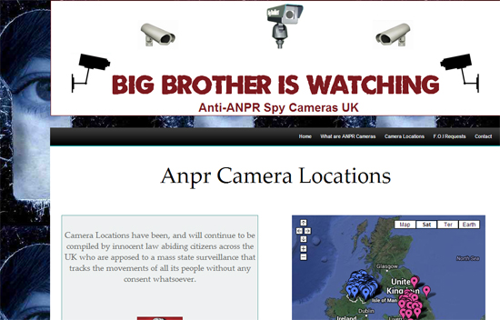영국의 한 단체가 "빅브라더가 당신을 감시하고 있다"며 자동차 번호 식별기와 스파이 카메라(CCTV)가 설치되어 있는 위치를 공개하는 온라인 캠페인을 벌이고 있다.