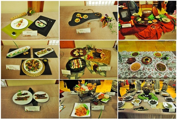 국내외 사찰음식 연구가들과 봉녕사 학인승들이 만든 사찰음식 경연에 참가한 요리들.