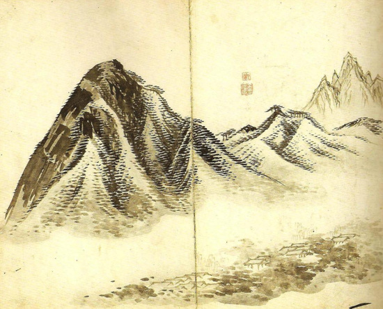 김득신(1754~1822) '북악산' 북악산 매봉 삼각산(북한산)의 모습이 보인다. 그림출처:간송문화85호 58쪽 