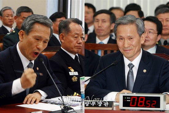 '격앙' '미소' 김관진 국방장관의 두 표정 