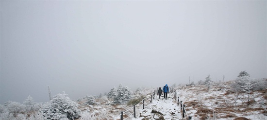  18일 오전 지리산 제석봉 눈 세상.